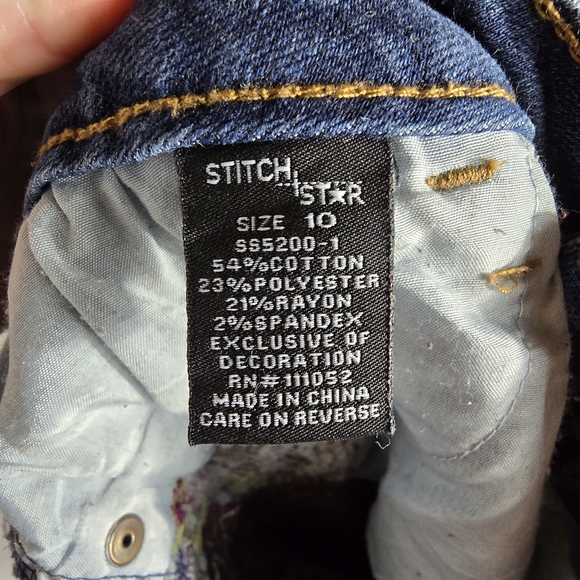 Stitch Star Floral Boho Embroidered Jeans Size 10 - Picture 11 of 11
